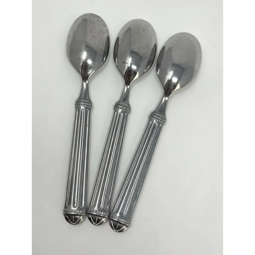 JC PENNEY COLONNADE Stainless Glossy Dinner Soup Oval Spoons 8.25